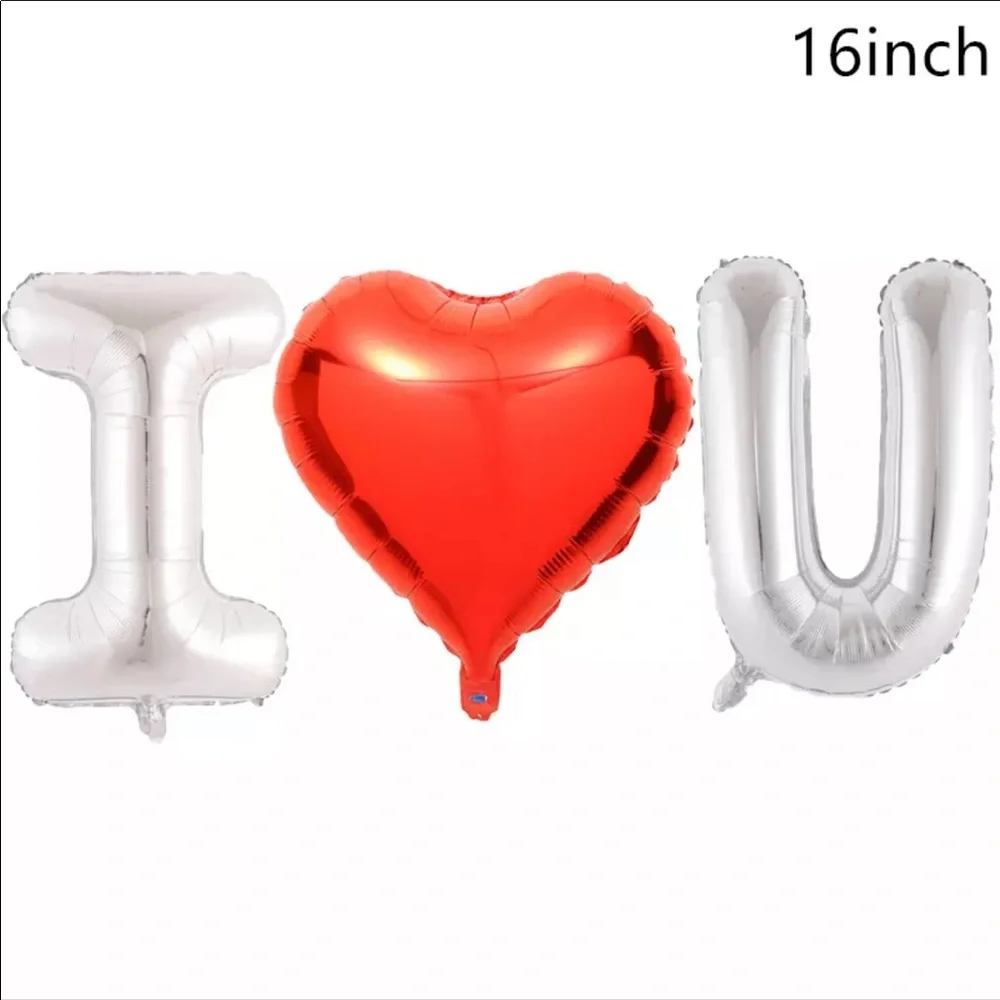Set I love U 16in Letter Red Heart  Wedding Valentine's Day Gift Foil Balloons
